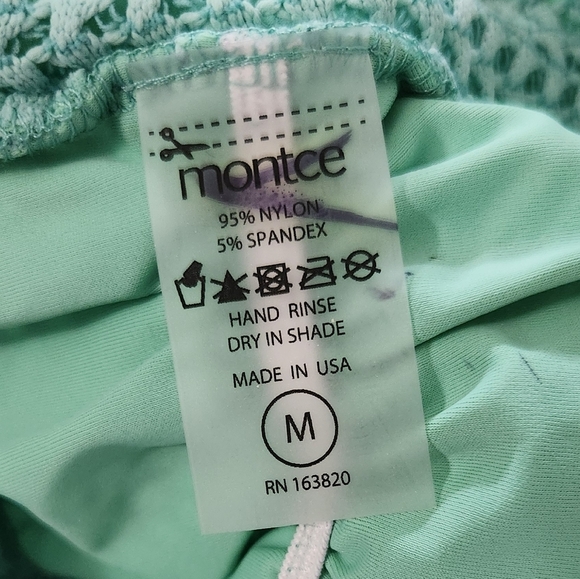 New!Montce Turquoise Crochet High Waisted Scrunch Butt Bikini Bottom - Picture 11 of 11